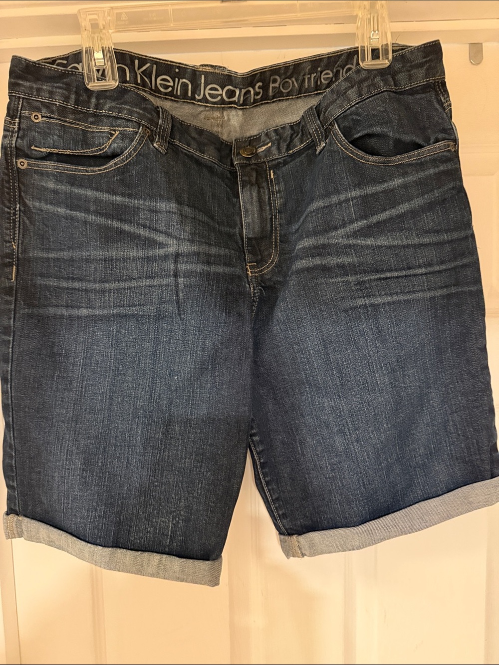 Calvin Klein Jeans Dark Blue Rolled-Hem Boyfriend Bermuda Shorts